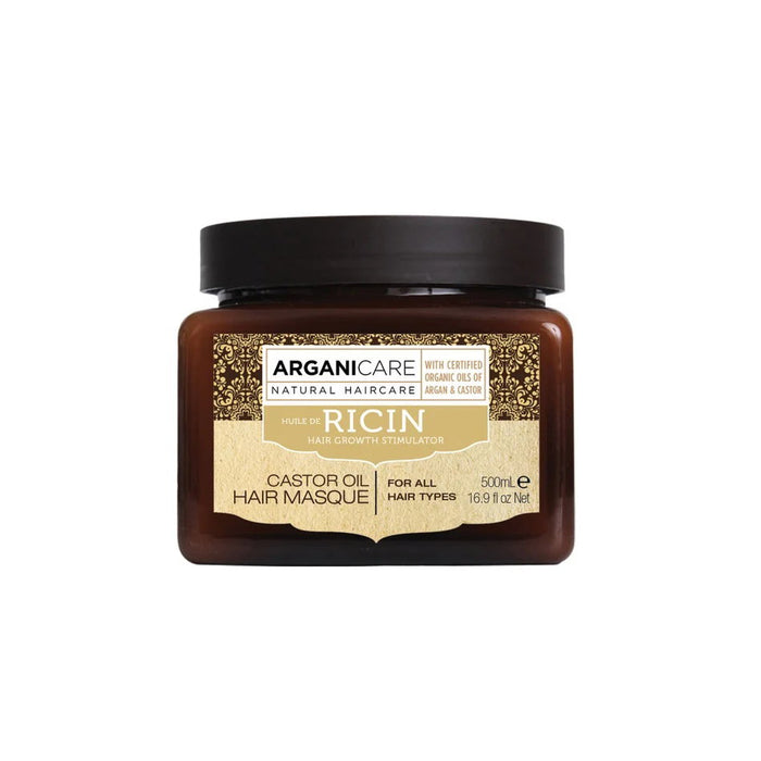 Mască de păr Arganicare Ricin, cu ulei de ricin, pentru stimularea creșterii, toate tipurile de păr, 500 ml