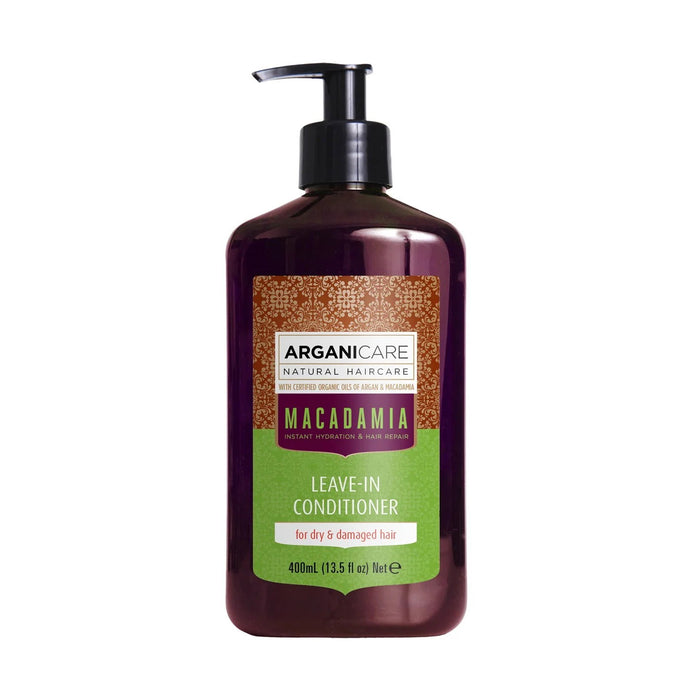 Balsam de păr fără clătire Arganicare Macadamia, hrănitor și reparator, pentru păr uscat și deteriorat, 400 ml