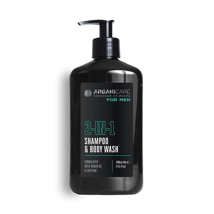 Șampon și gel de duș 2 în 1 Arganicare Men, proaspăt, 400 ml