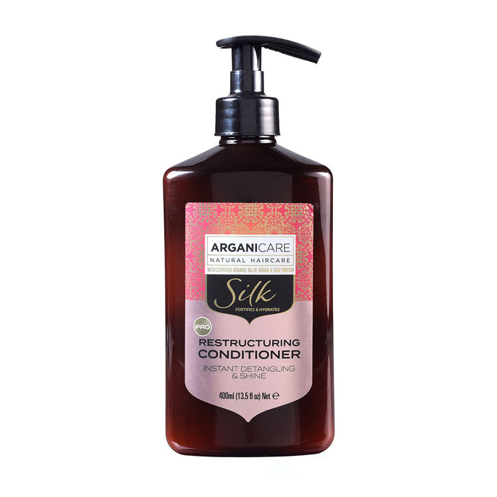Balsam de păr Arganicare Silk Protein, pentru descurcarea și hrănirea părului, 400 ml