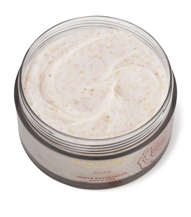 Scrub exfoliant Aromatherapy Associates Rose Triple Exfoliator, pentru corp și față, 200 ml