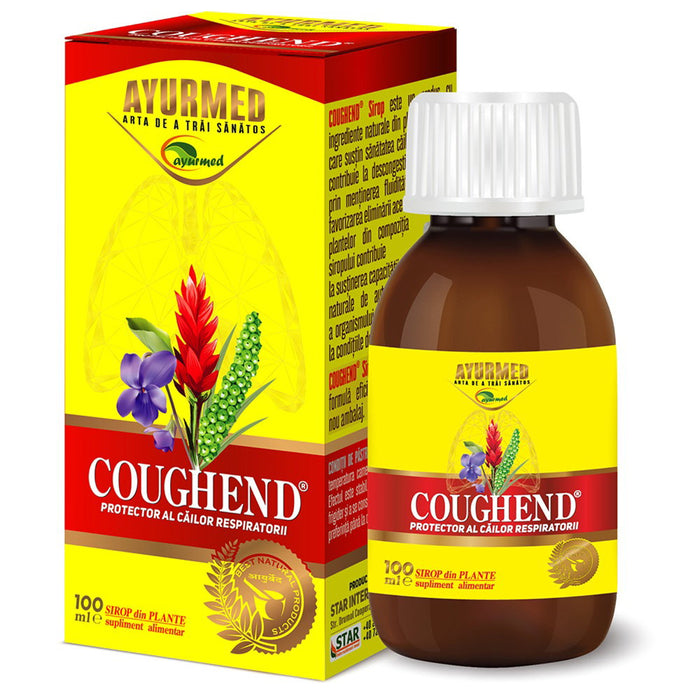 Sirop Ayurmed Coughend, pentru tuse seacă, cu zahăr, 100 ml