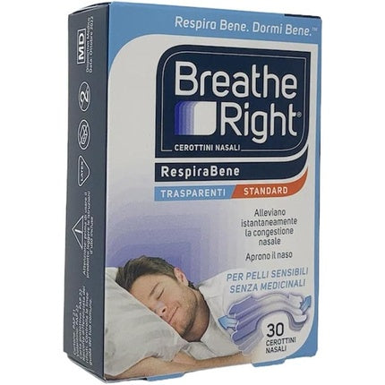 Cerotti Nasali Breathe Right, RespiraBene Transparente Standard, 30 buc