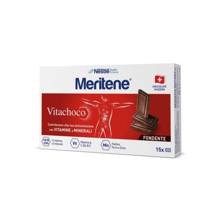Meritene Vitachoco Dark, Nestlé Health Science, supliment vitaminic și mineral, gust ciocolată neagră, ambalaj 15 băuturi (255g)