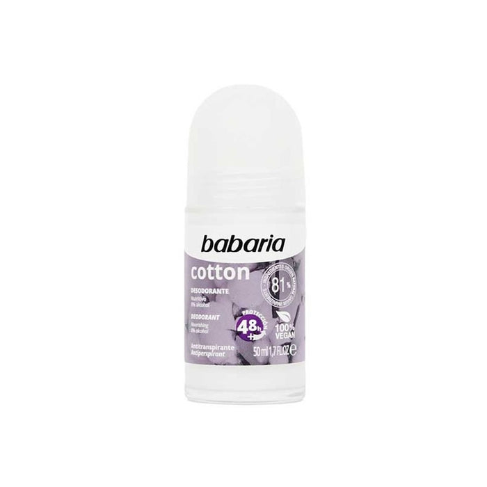 Deodorant roll-on Babaria Cotton, protecție 48 h, pentru femei, 50 ml