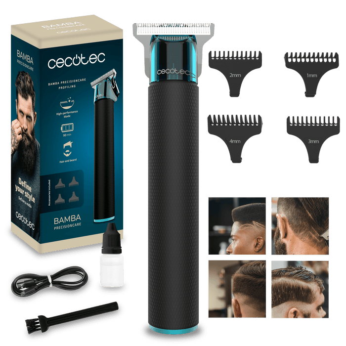 Aparat de tuns părul și barba Cecotec PrecisionCare Profiling, autonomie 90 min, 4 piepteni, 4 × 3,1 × 15,3 cm