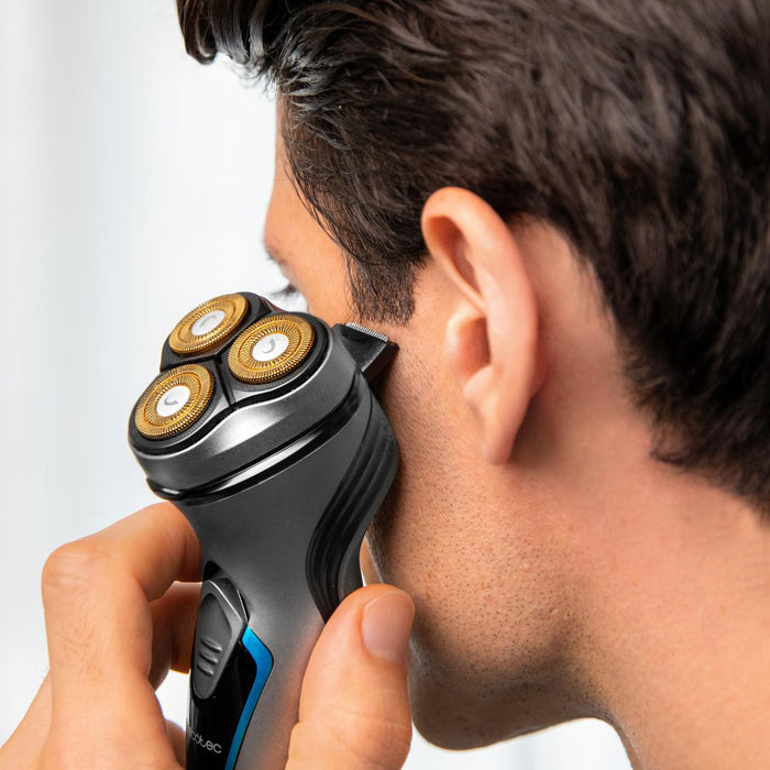 Aparat de ras rotativ Cecotec PrecisionCare Titanium PerfectCut, capete 3D, autonomie 40 min, încărcare 120 min