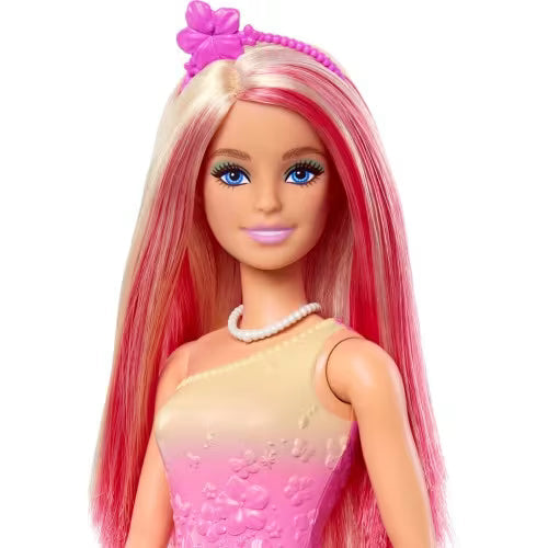 Păpușă prințesă Mattel Barbie, păr blond cu șuvițe roz, 3+ ani