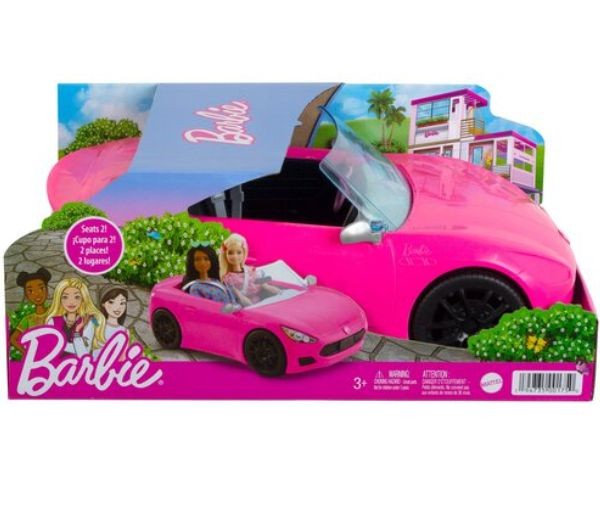 Mașinuță Mattel Barbie, mașină decapotabilă roz, 2 locuri, 3+ ani