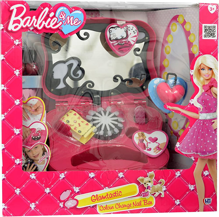 Set de accesorii pentru păpușă Barbie by Mattel Glamtastic, bar de unghii cu schimbare de culoare