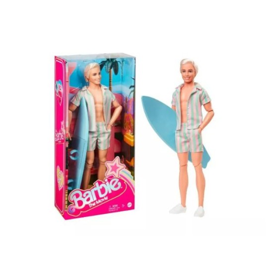 Păpușă Mattel Barbie The Movie, Ken, ținută în dungi și pantofi albi