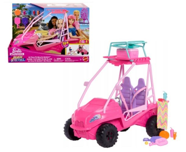 Mașinuță de jucărie Mattel Barbie Mysteries Beach Detectives, Ultimate Beach Buggy, 3+ ani