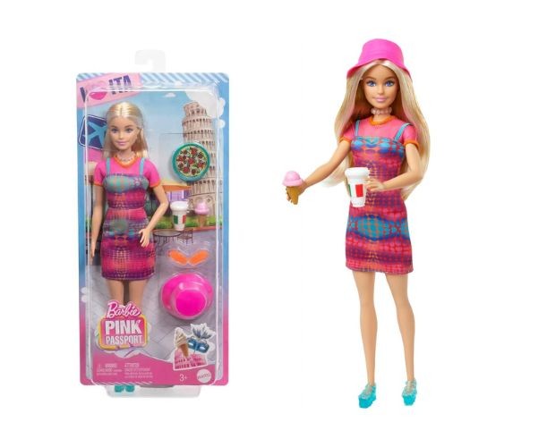 Păpușă Mattel Barbie Pink Passport, Călătorie în Italia, 3+ ani