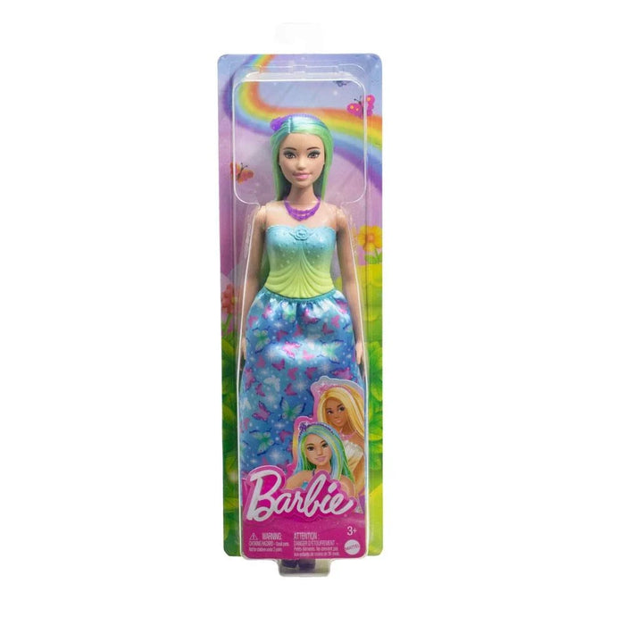 Păpușă Mattel Barbie, prințesă cu păr albastru și șuvițe verzi, 3+ ani