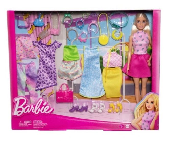Set de păpușă Mattel Barbie, haine și accesorii de modă, 3+ ani