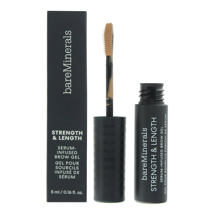 Gel pentru sprâncene BareMinerals Strength & Length, nuanța Castană, 5 ml