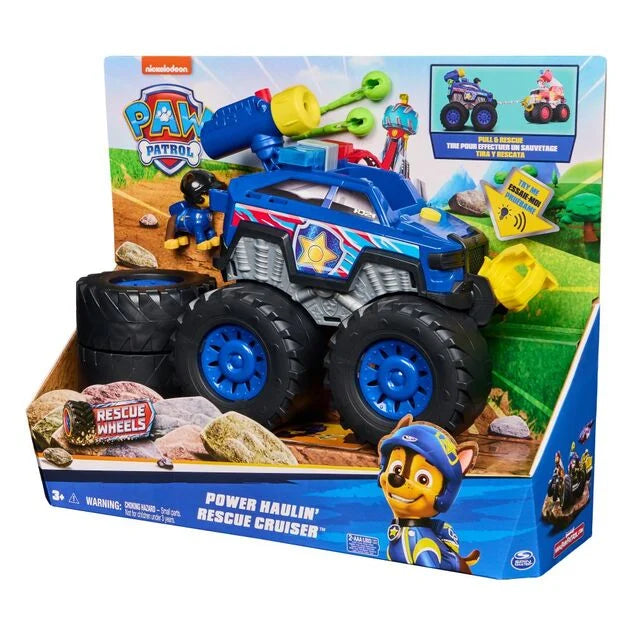 Vehicul de jucărie SpinMaster Paw Patrol Rescue Wheels, Power Haulin' Rescue Cruiser, cu figurina Chase, 3+ ani