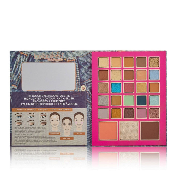 Paletă de față Bellapierre Cosmetics 90's Glam, multifuncțională, 25 de nuanțe pentru ochi, 42,5 g
