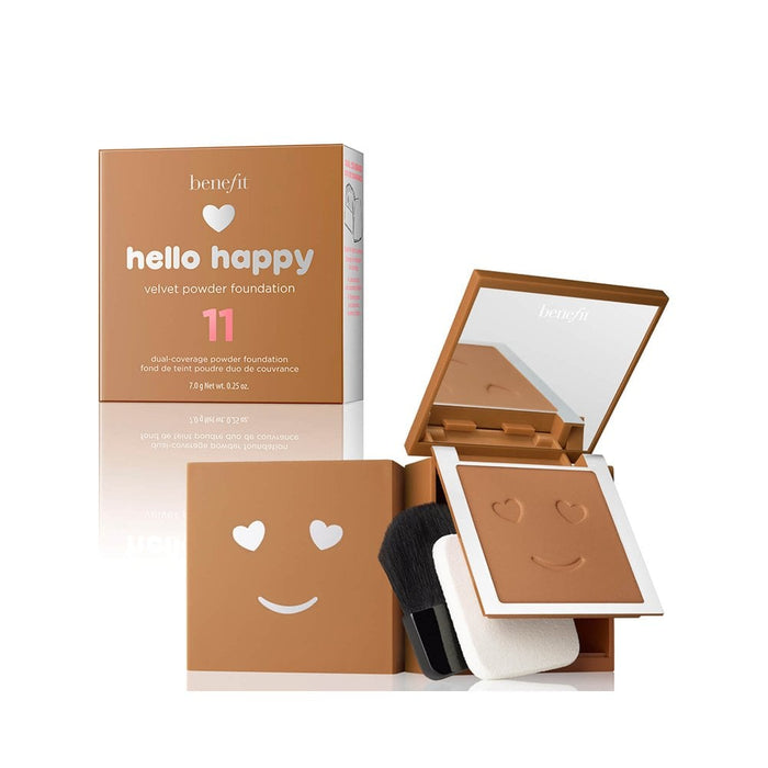 Fond de ten compact Benefit Hello Happy Velvet, finisaj mat, nuanța 11 Dark Neutral, 7 g