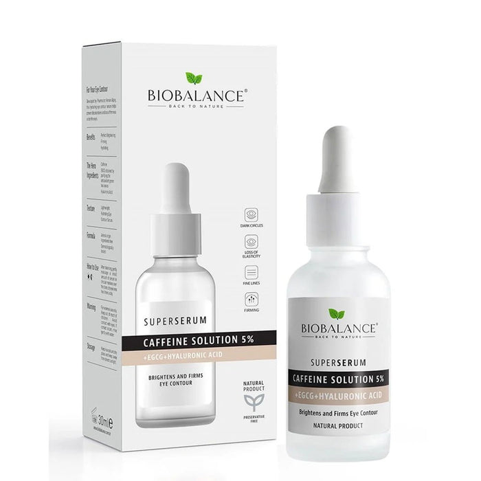 Ser pentru ochi Bio Balance Caffeine Solution 5%, hidratant, fermizant și iluminator, zi și noapte, 30 ml
