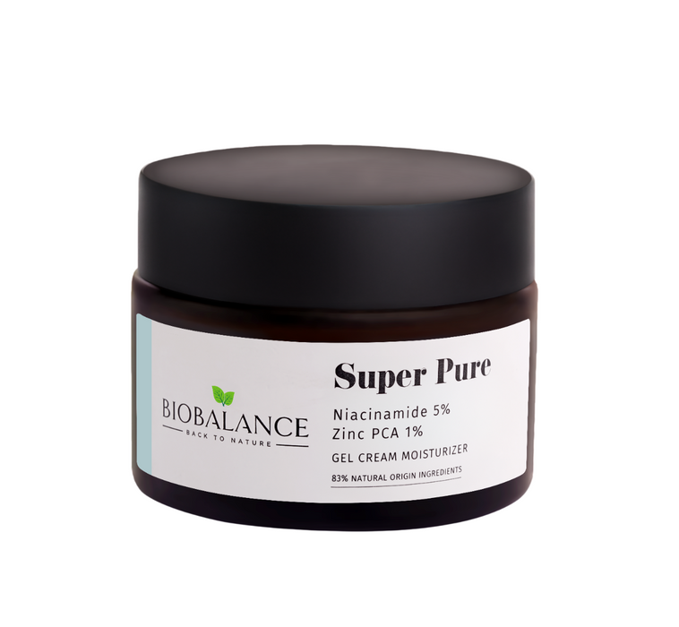 Cremă gel de față Bio Balance Super Pure, hidratantă, cu niacinamidă 5% și Zinc PCA 1%, 50 ml