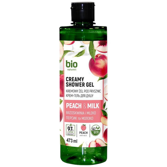 Gel de duș Bio Naturell Peach & Milk Creamy, hidratant, pentru toate tipurile de piele, 473 ml