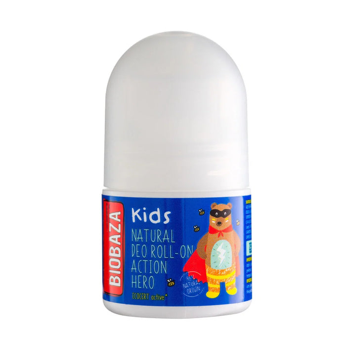 Deodorant roll-on Biobaza Action Hero, pentru băieți, cu ingrediente naturale, aromă citrică, 30 ml