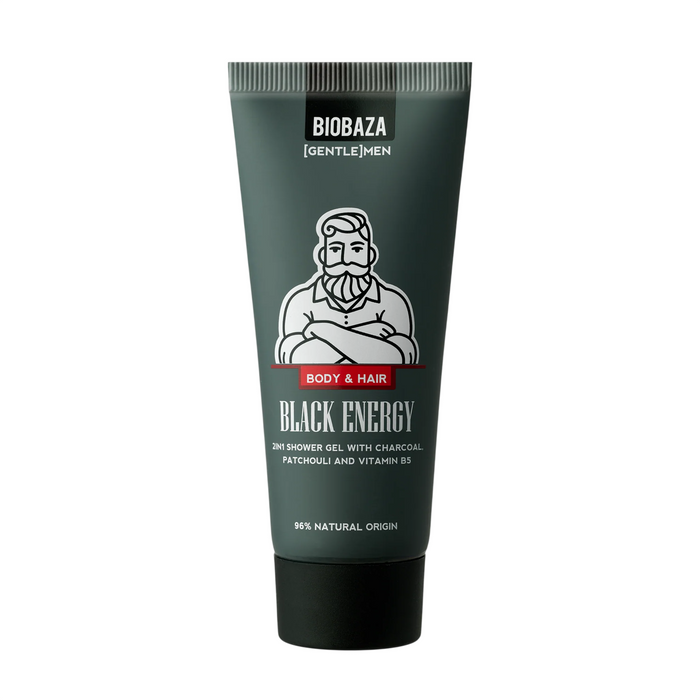 Gel de duș și șampon 2 în 1 Biobaza Botanist Black Energy, pentru bărbați, 220 ml
