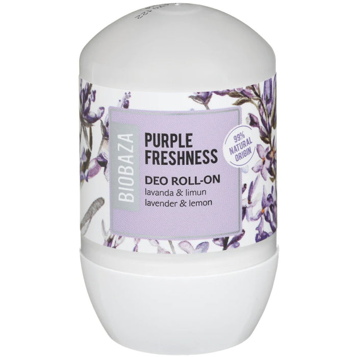 Deodorant roll-on Biobaza Purple Freshness, pentru femei, cu lavandă și lămâie, 50 ml