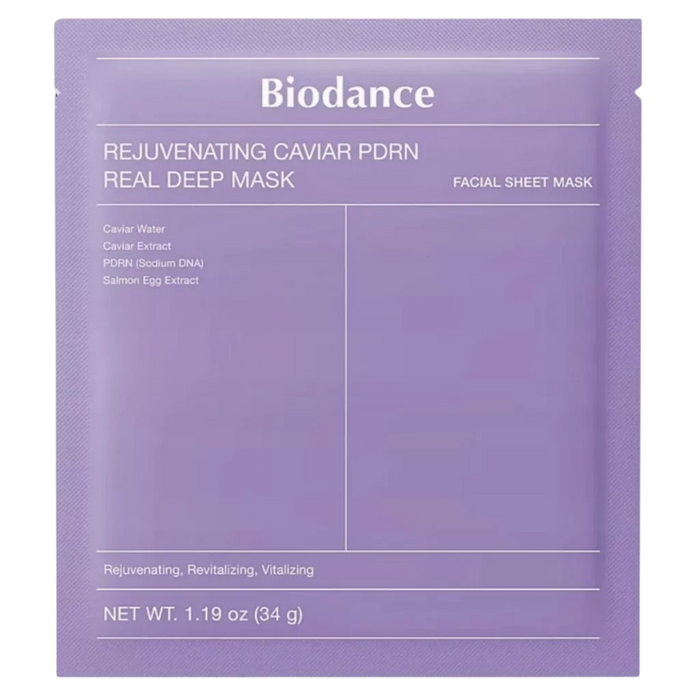 Mască facială Biodance Caviar PDRN, reîntineritoare, tip șervețel, 34 g