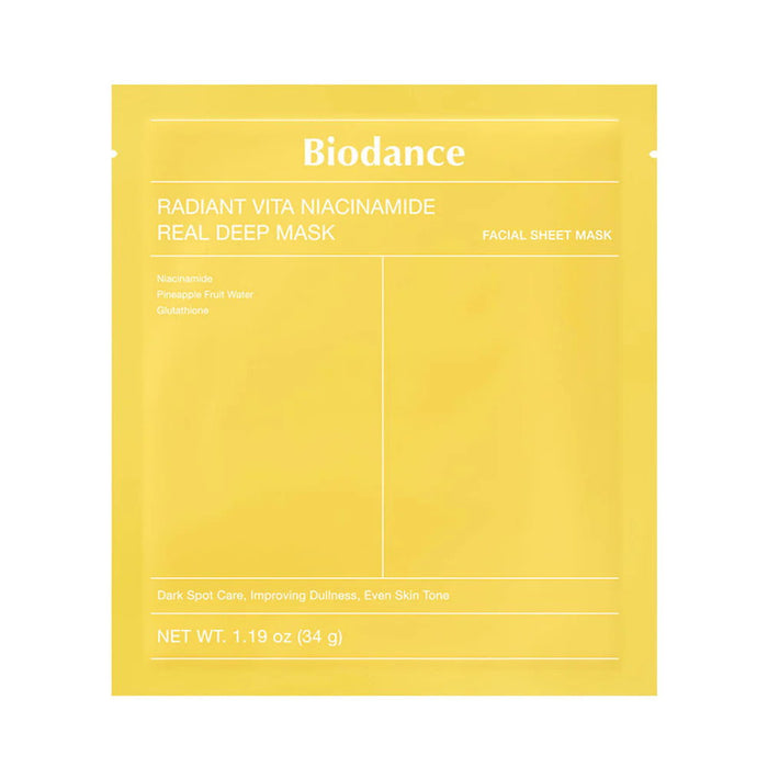 Mască facială Biodance Radiant Vita, cu niacinamidă, pentru pete întunecate, 34 g