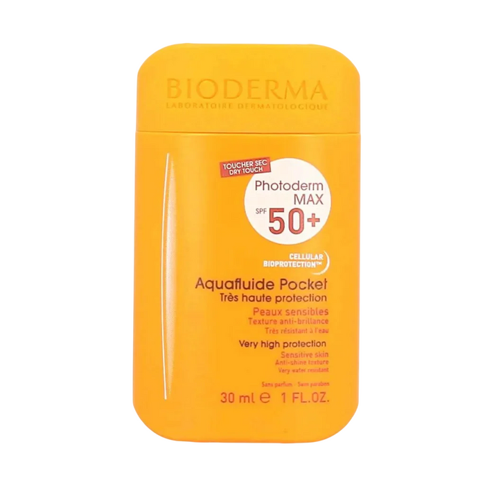 Fluid de protecție solară Bioderma Photoderm Max Aquafluide Pocket, pentru față, piele sensibilă, SPF 50+, 30 ml
