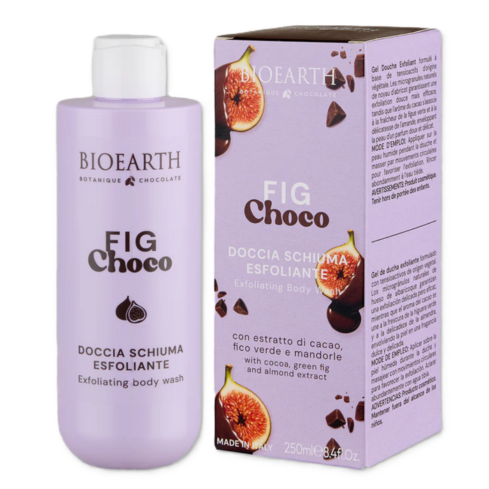 Gel de duș exfoliant Bioearth Fig Choco, pentru toate tipurile de piele, 250 ml