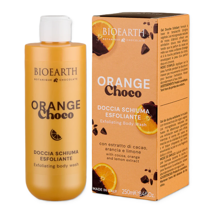 Gel de duș Bioearth Orange Choco, exfoliant, pentru toate tipurile de piele, 250 ml