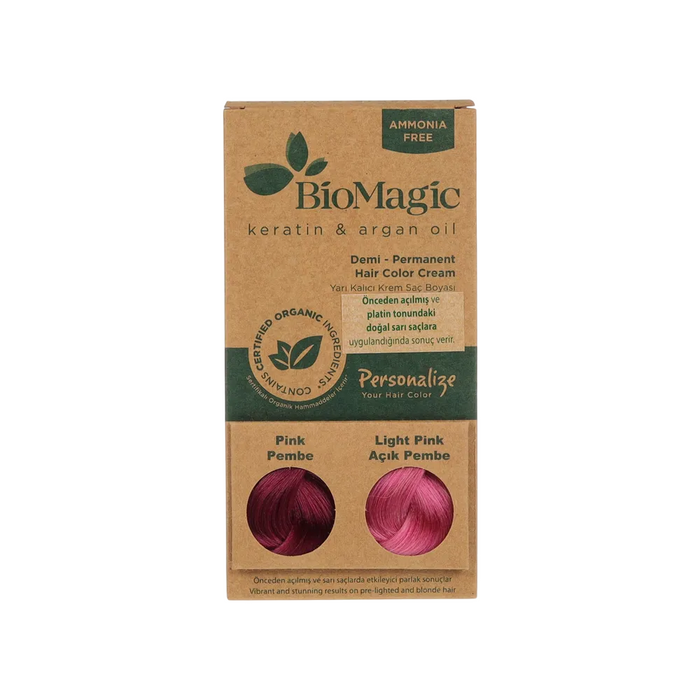 Vopsea de păr demi-permanentă Biomagic Keratină și ulei de argan, nuanța Pink, 250 ml, tester