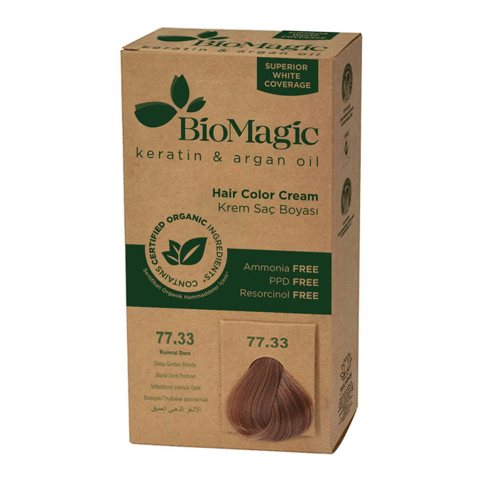 Vopsea permanentă de păr Biomagic Keratin & Argan Oil, nuanța 77.33, 250 ml, tester