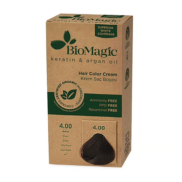 Vopsea permanentă de păr Biomagic, nuanța 4/00 Medium Brown, 250 ml, tester
