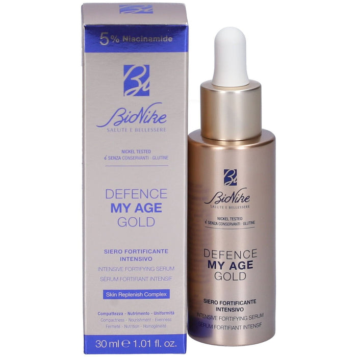 Ser de față BioNike Defence My Age Gold, fortifiant intensiv, 5% niacinamidă, 30 ml