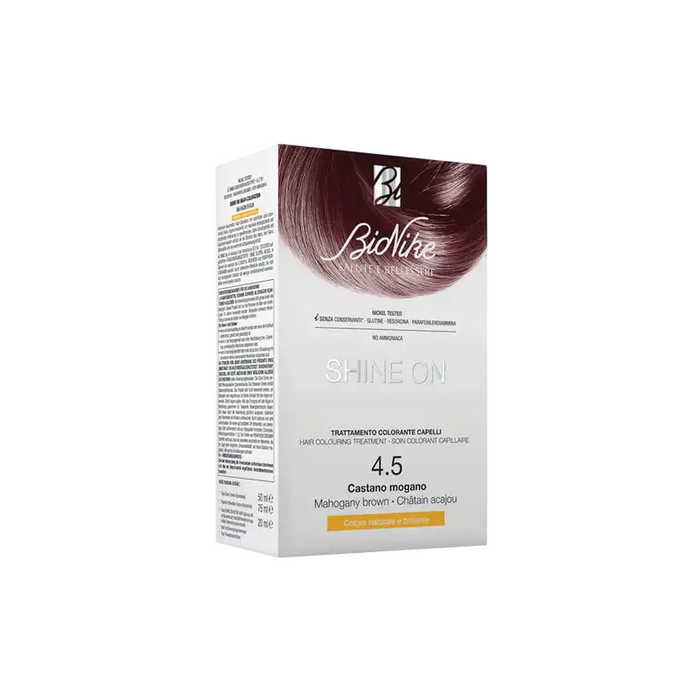Vopsea permanentă de păr BioNike Shine On, nuanța 4.5 Mahogany Brown, 145 ml