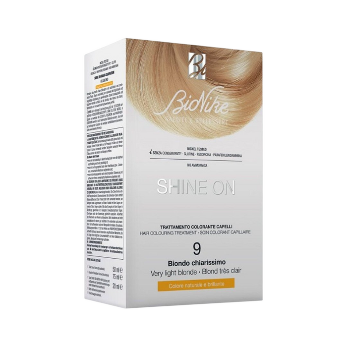 Vopsea permanentă de păr BioNike Shine On, nuanța 9 Very Light Blonde, fără amoniac, 145 ml