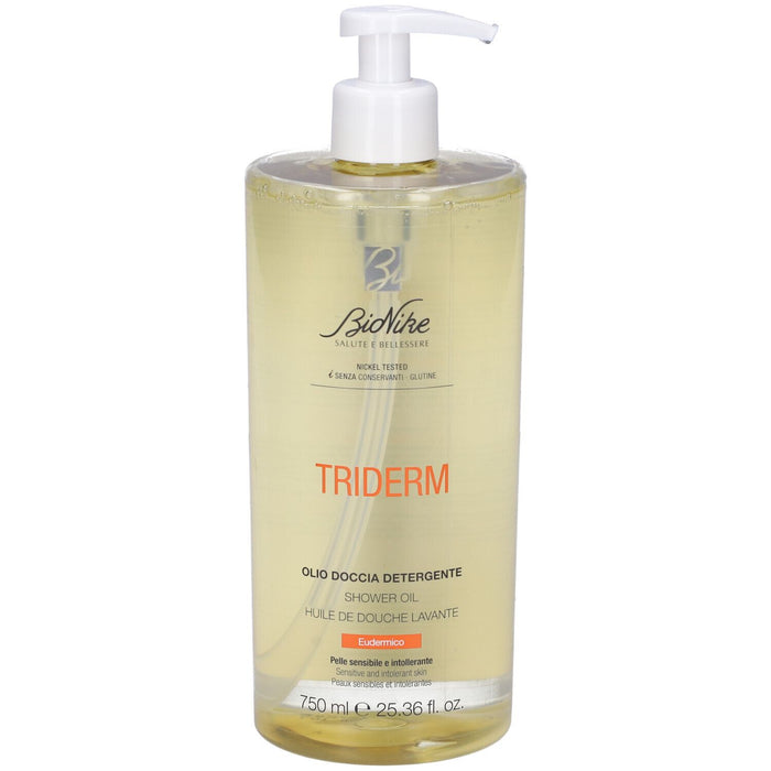 Ulei de duș BioNike Triderm Eudermic, pentru piele sensibilă, curățare și hidratare, 750 ml