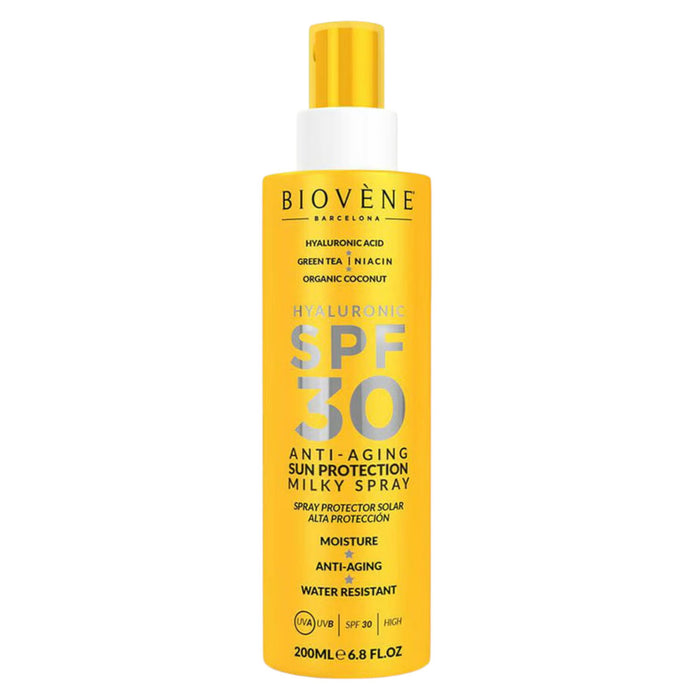 Spray de protecție solară Biovene Hyaluronic Acid, SPF 30, antiîmbătrânire, rezistent la apă, 200 ml, tester