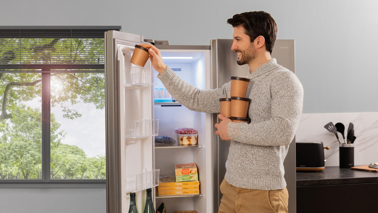 Frigider side by side Cecotec Bolero CoolMarket SBS 592, 592 l, Total No Frost, clasa E, inox