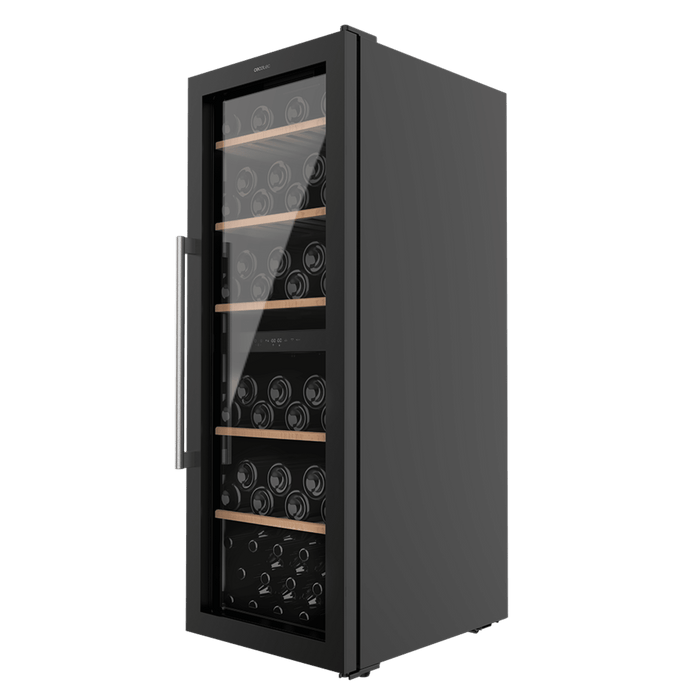 Vinotecă Cecotec Bolero GrandSommelier Duo 77000 Black, 77 de sticle, 193 l, clasa F, neagră
