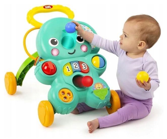 Centru de activități 2-în-1 Bright Starts Stroll & Roll, model elefant