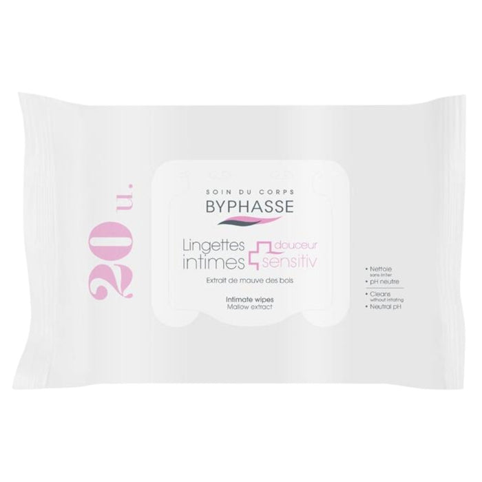 Șervețele intime Byphasse Douceur Sensitiv, pH neutru, 20 buc, tester