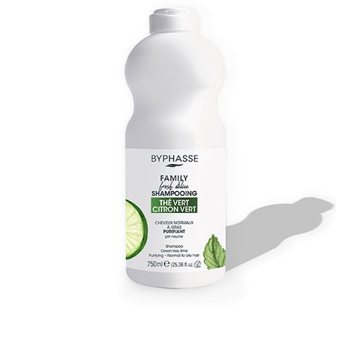 Șampon Byphasse Family Thé Vert Citron Vert, purifiant, pentru păr normal spre gras, 750 ml