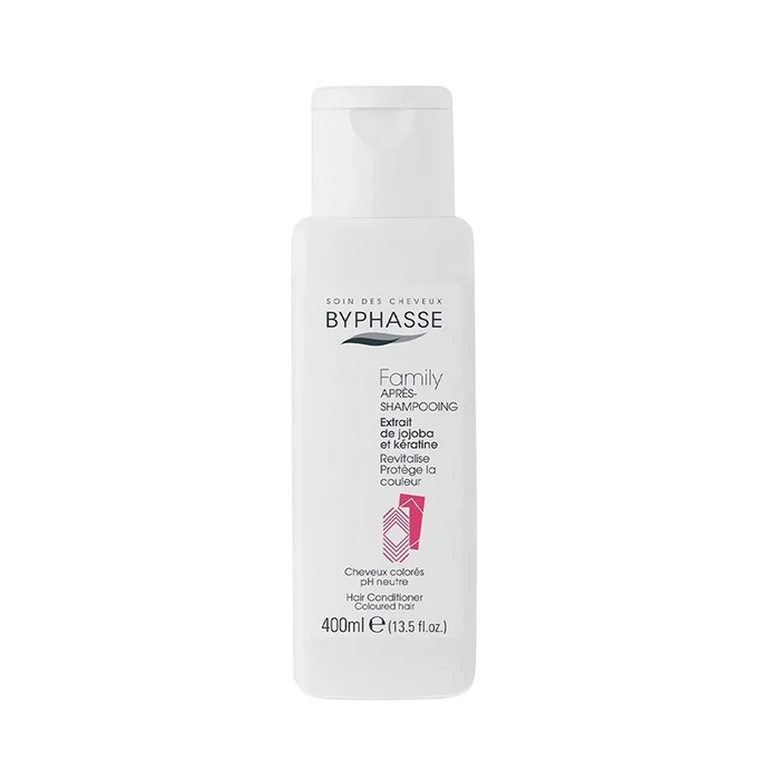 Balsam de păr Byphasse Family, cu jojoba și keratină, pentru revitalizarea și protejarea culorii, 400 ml, tester