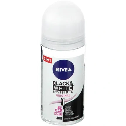 Nivea Black & White Invisible Clear Deodorant Rollon, Anti-perspirant, 2x50ml, Transparent