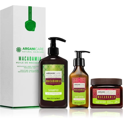 Set Hair Care, Arganicare, Program Macadamia Reparant și Întăritor pentru Păr Uscat și Deteriorat - Șampon, Balsam, Mască